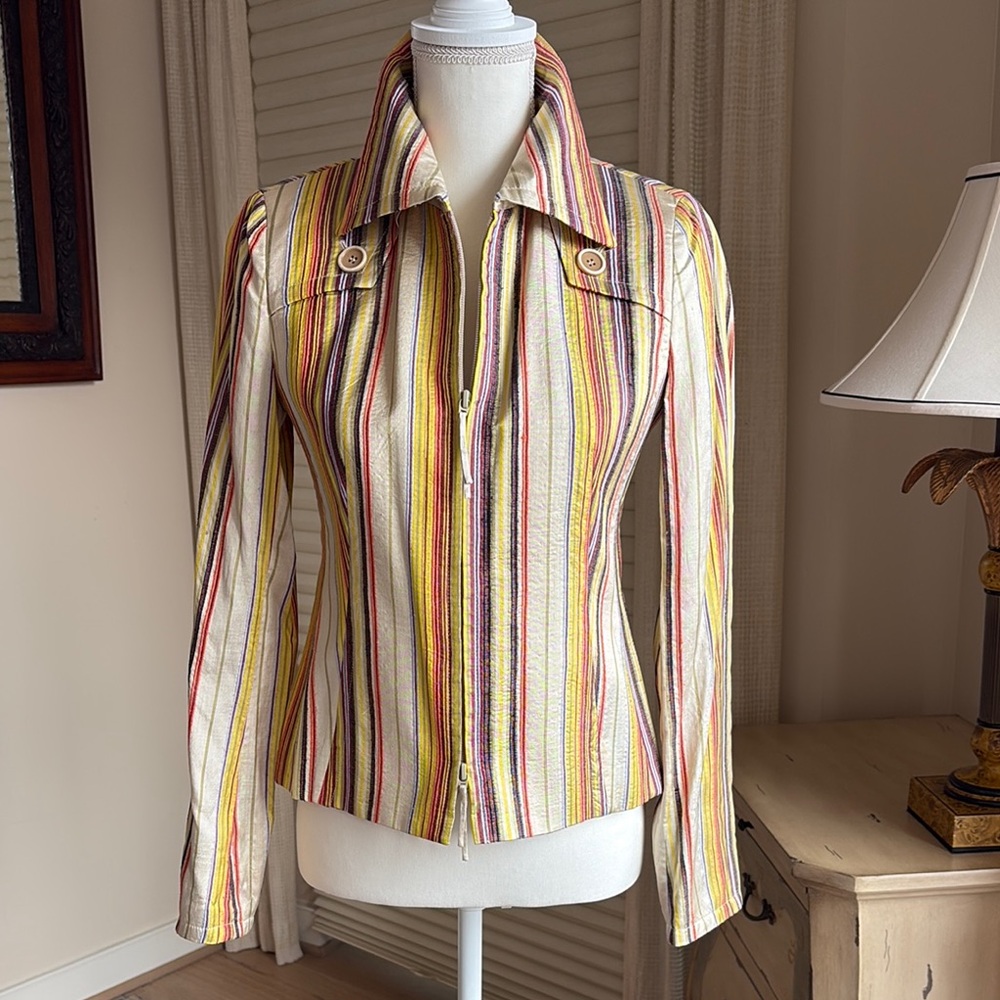 Striped Multicolored Akris Punto silk jacket